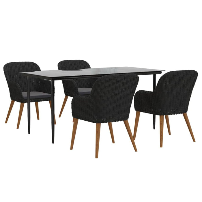 5 Piece Garden Dining Set With Cushions Black Toplixl