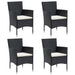 5 Piece Garden Dining Set with Cushions Black Topllbb