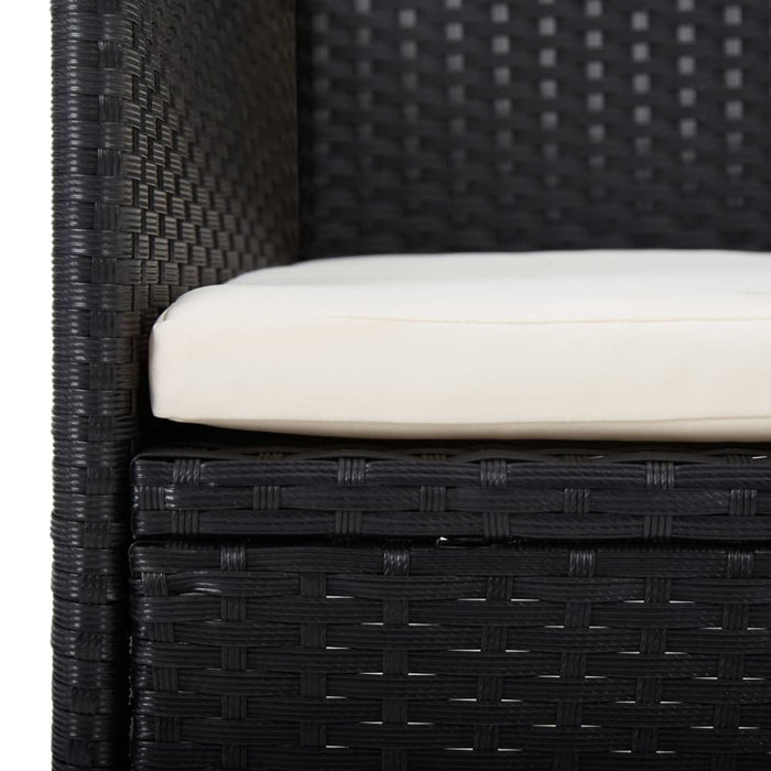 5 Piece Garden Dining Set with Cushions Black Topllbb