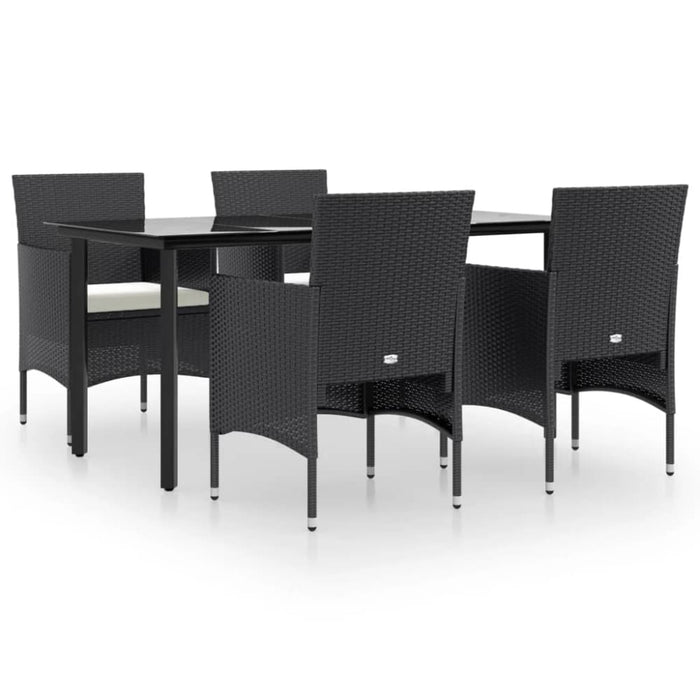 5 Piece Garden Dining Set with Cushions Black Topllbb