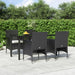 5 Piece Garden Dining Set with Cushions Black Topllbb