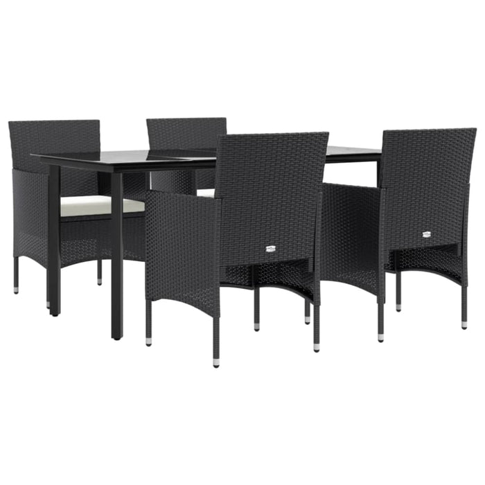 5 Piece Garden Dining Set with Cushions Black Topllbb