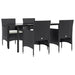 5 Piece Garden Dining Set with Cushions Black Topllbb