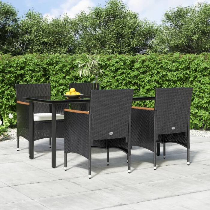 5 Piece Garden Dining Set with Cushions Black Toplltx