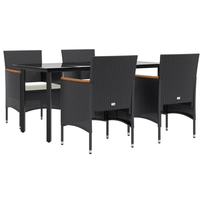 5 Piece Garden Dining Set with Cushions Black Toplltx