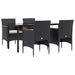 5 Piece Garden Dining Set with Cushions Black Toplltx