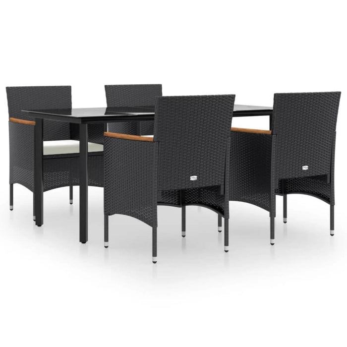 5 Piece Garden Dining Set with Cushions Black Toplltx