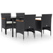 5 Piece Garden Dining Set with Cushions Black Toplltx
