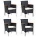 5 Piece Garden Dining Set with Cushions Black Toplltx