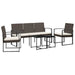 5 Piece Garden Dining Set with Cushions Brown Pp Rattan