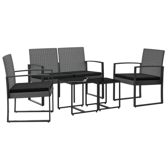 5 Piece Garden Dining Set with Cushions Dark Grey Pp Rattan