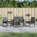 5 Piece Garden Dining Set with Cushions Dark Grey Pp Rattan