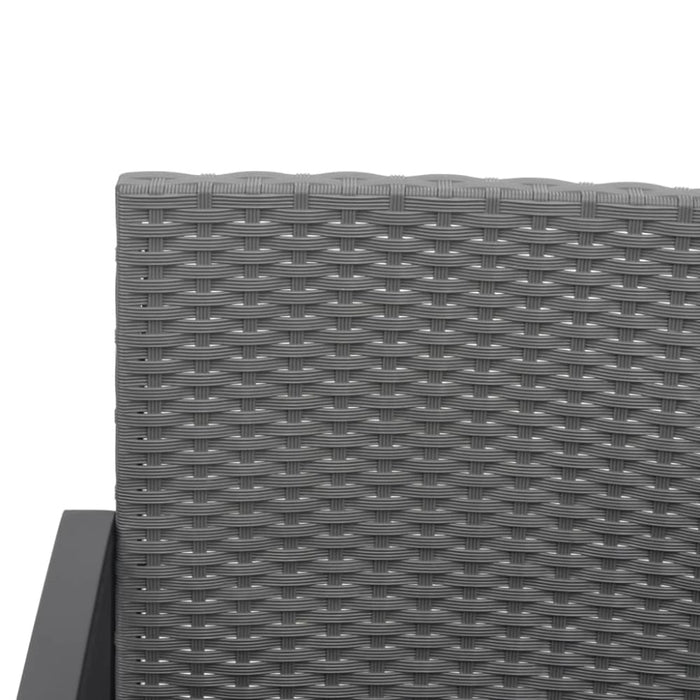 5 Piece Garden Dining Set with Cushions Dark Grey Pp Rattan