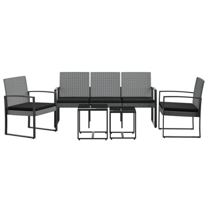 5 Piece Garden Dining Set with Cushions Dark Grey Pp Rattan