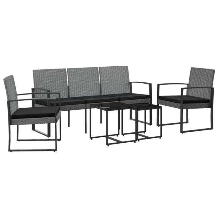 5 Piece Garden Dining Set with Cushions Dark Grey Pp Rattan