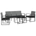 5 Piece Garden Dining Set with Cushions Dark Grey Pp Rattan