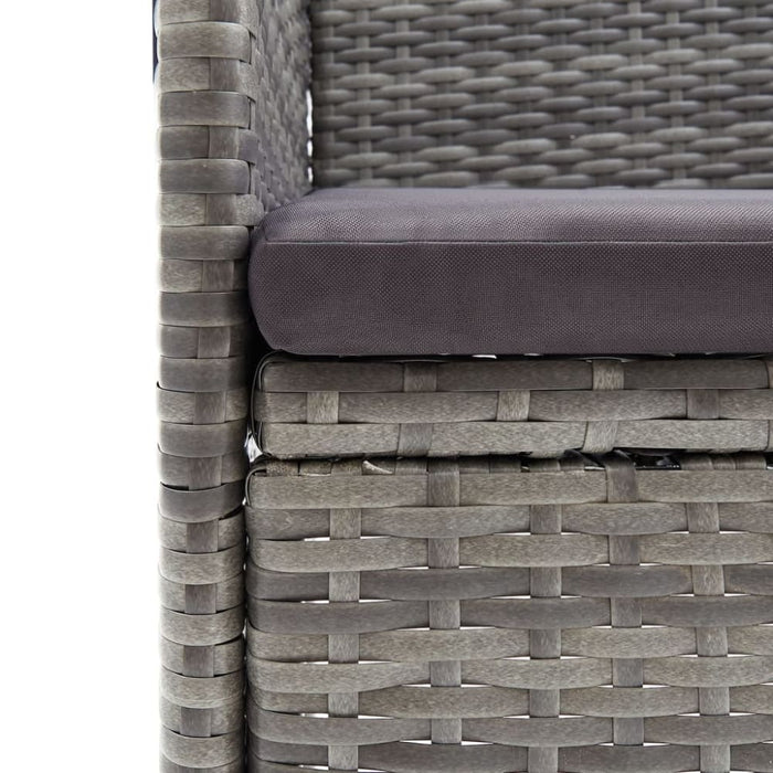 5 Piece Garden Dining Set with Cushions Grey and Black