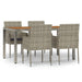5 Piece Garden Dining Set With Cushions Grey Poly Rattan