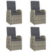 5 Piece Garden Dining Set with Cushions Grey Poly Rattan