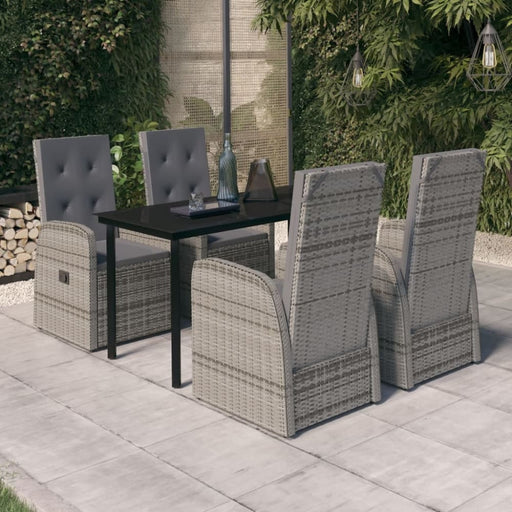 5 Piece Garden Dining Set with Cushions Grey Tbkkaip