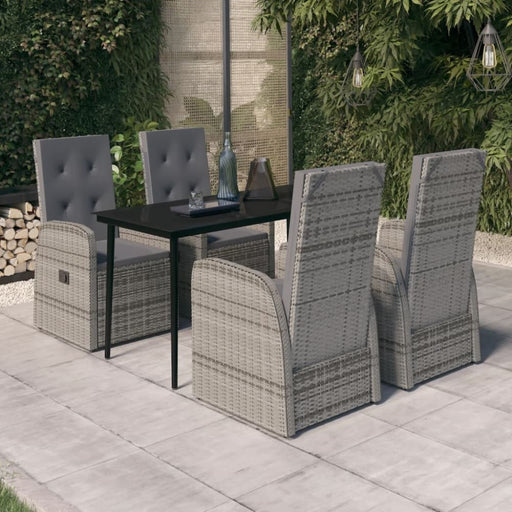 5 Piece Garden Dining Set with Cushions Grey Tbkkani
