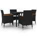 5 Piece Garden Dining Set with Cushions Poly Rattan