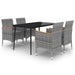 5 Piece Garden Dining Set with Cushions Poly Rattan