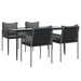 5 Piece Garden Dining Set With Cushions Poly Rattan