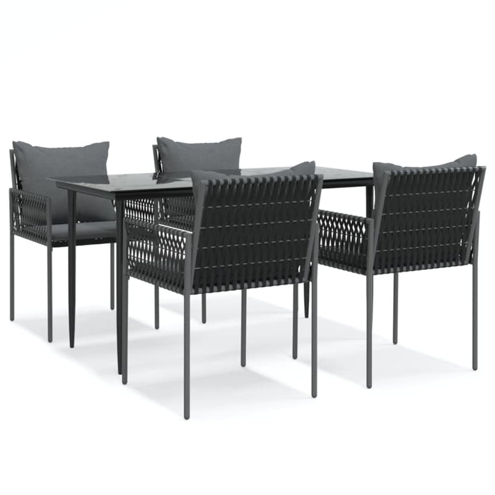 5 Piece Garden Dining Set With Cushions Poly Rattan