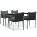 5 Piece Garden Dining Set With Cushions Poly Rattan
