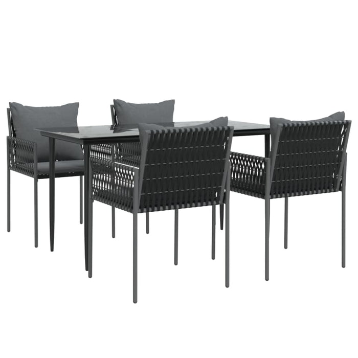 5 Piece Garden Dining Set With Cushions Poly Rattan