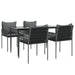 5 Piece Garden Dining Set With Cushions Poly Rattan