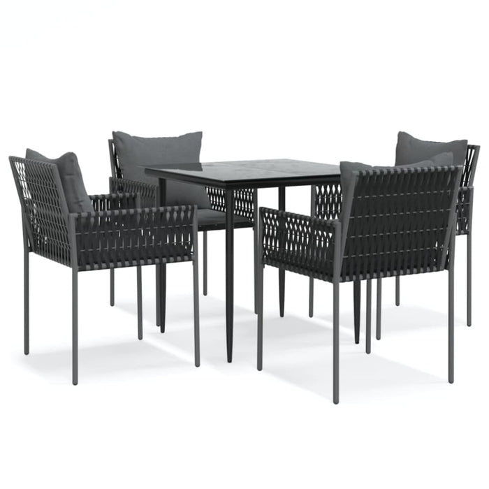 5 Piece Garden Dining Set With Cushions Poly Rattan