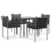 5 Piece Garden Dining Set With Cushions Poly Rattan