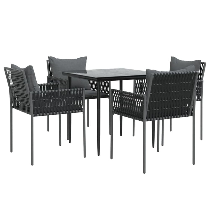 5 Piece Garden Dining Set With Cushions Poly Rattan