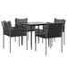 5 Piece Garden Dining Set With Cushions Poly Rattan