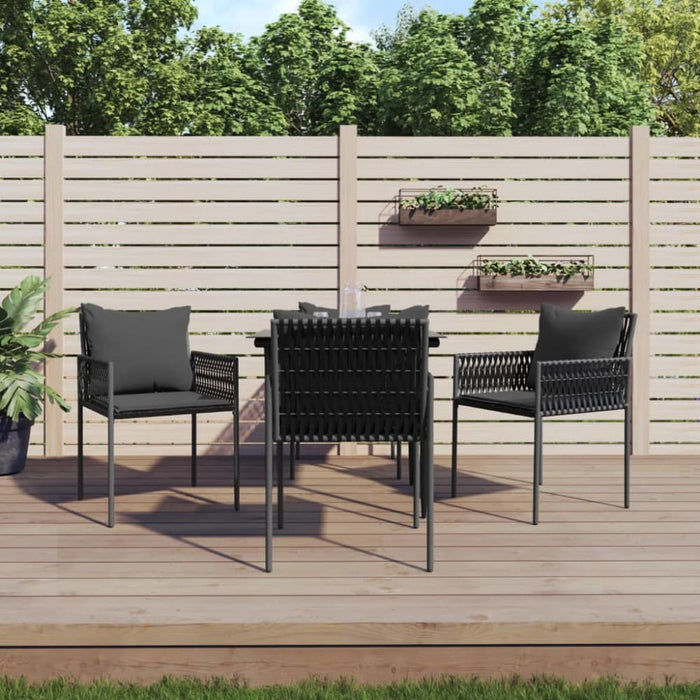 5 Piece Garden Dining Set With Cushions Poly Rattan