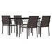 5 Piece Garden Dining Set with Cushions Poly Rattan