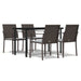 5 Piece Garden Dining Set with Cushions Poly Rattan