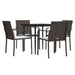 5 Piece Garden Dining Set with Cushions Poly Rattan