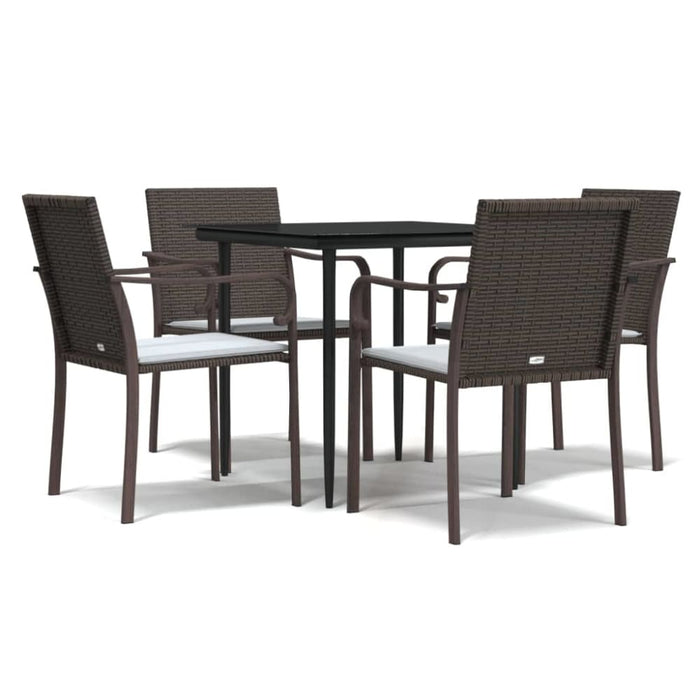 5 Piece Garden Dining Set with Cushions Poly Rattan