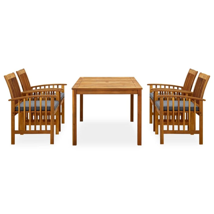5 Piece Garden Dining Set with Cushions Solid Acacia Wood