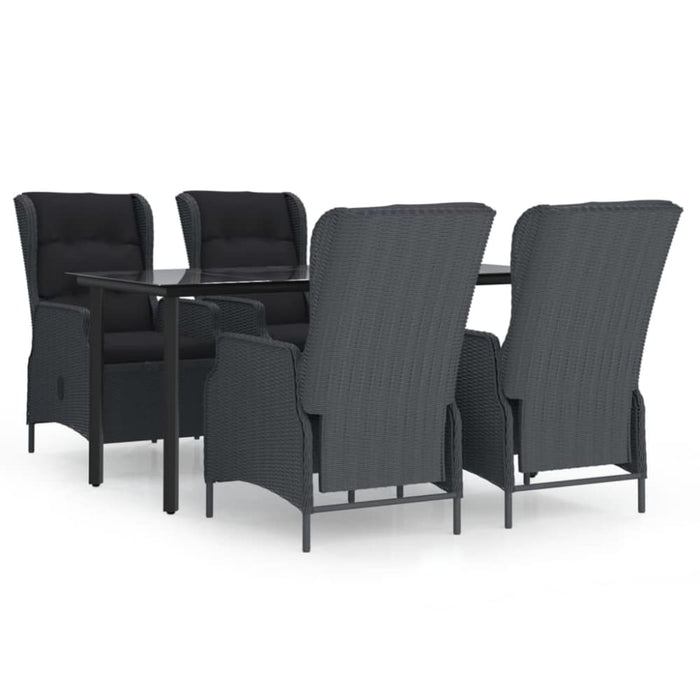 5 Piece Garden Dining Set Dark Grey Poly Rattan Toplikb