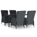 5 Piece Garden Dining Set Dark Grey Poly Rattan Toplikb