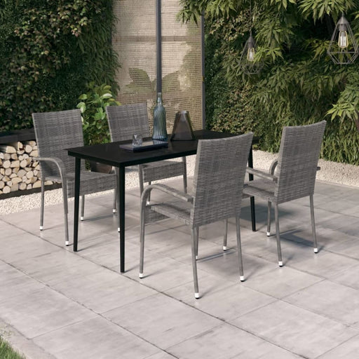 5 Piece Garden Dining Set Grey and Black Tbkkabk