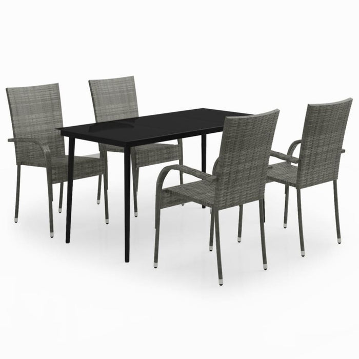 5 Piece Garden Dining Set Grey and Black Tbkkabk