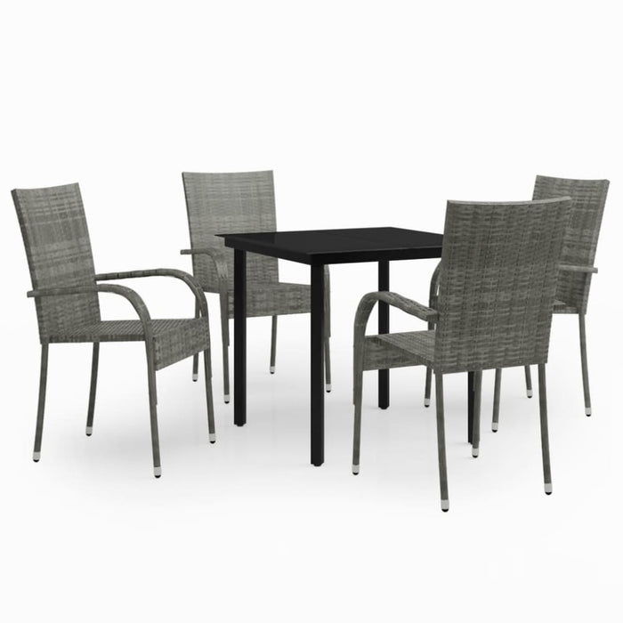 5 Piece Garden Dining Set Grey and Black Tbkktkb