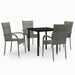 5 Piece Garden Dining Set Grey and Black Tbkktkb