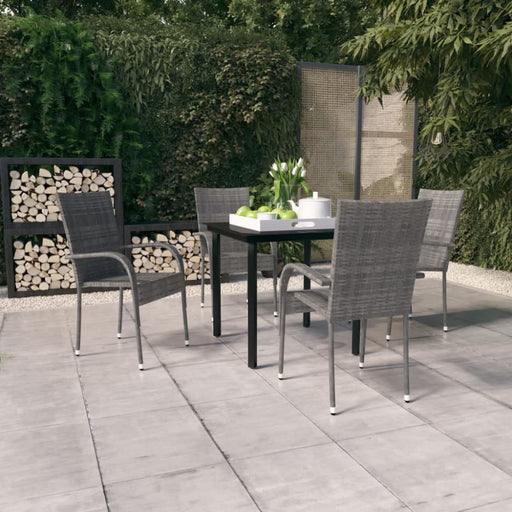 5 Piece Garden Dining Set Grey and Black Tbkktkb