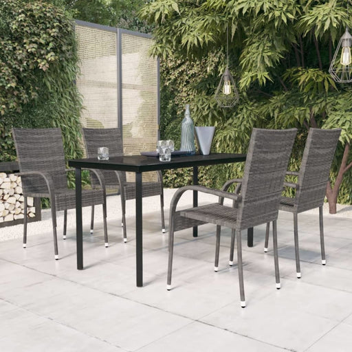 5 Piece Garden Dining Set Grey and Black Tbkktko